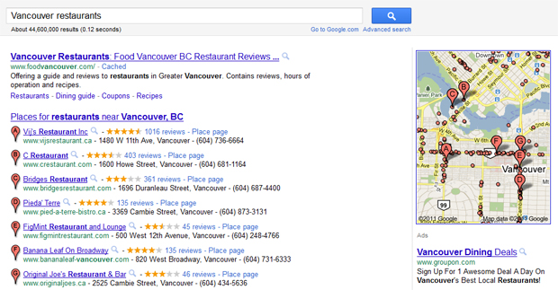 Vancouver Google Places 